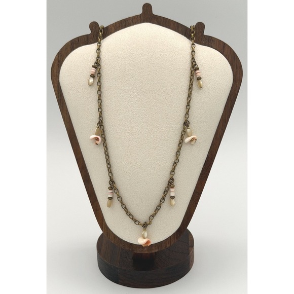 Marjorie Baer Jewelry - Marjorie Baer SF Shell Charm Chain Necklace Antiqued Brass Tone Boho